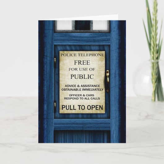 British Police Call Box Sign Greetings Card 2 Karte (Vorderseite)