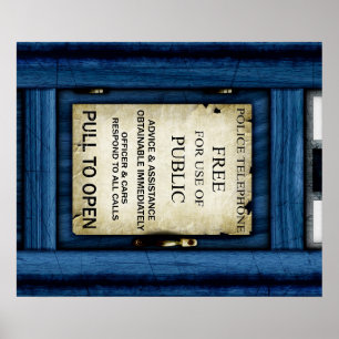 British Police Public Call Box Sign Art Poster