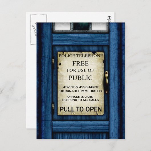 British Police Public Call Box Signature Art Postc Postkarte (Vorne/Hinten)
