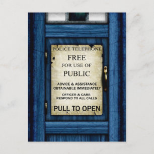 British Police Public Call Box Signature Art Postc Postkarte