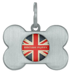 British Puppy Posh Union Jack Pet ID Tag Tiermarke