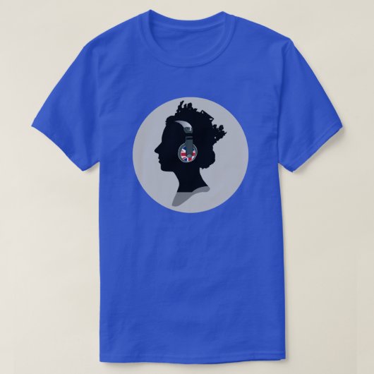 BRITISH QUEEN MIT HEADPHONES-DESIGN T-Shirt (Design vorne)