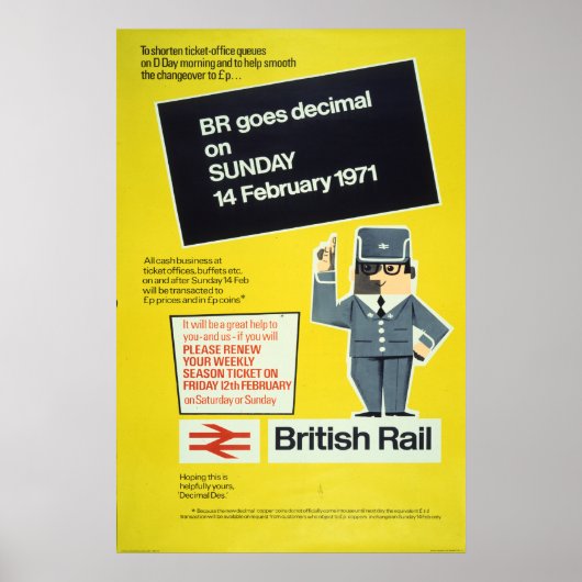 British Rail geht dezimal Poster (Vorne)