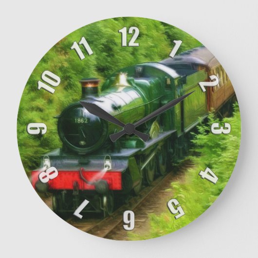 British Railway Steam Train Art V Große Wanduhr (Vorderseite)