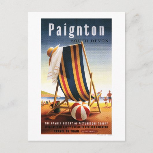 British Railways Beach Chair und Ball Poster Postkarte (Vorderseite)