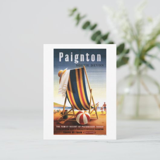 British Railways Beach Chair und Ball Poster Postkarte (Stehend Vorderseite)