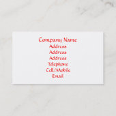 BRITISH RED BUS VISITENKARTE (Rückseite)