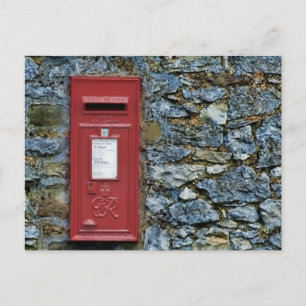 British Red Post Box Wall Picture Postcard Stone Postkarte