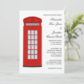 British Red Telefone Box Hochzeit Einladung (Stehend Vorderseite)