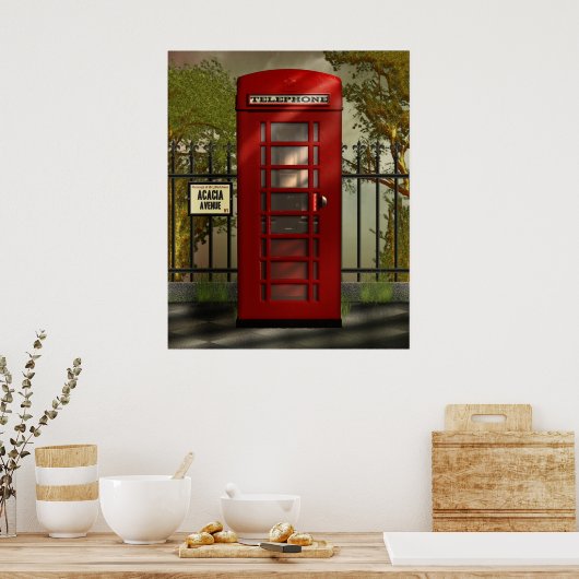 British Red Telefone Box Print Poster (Küche)