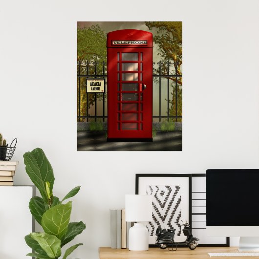 British Red Telefone Box Print Poster (Heimbüro)