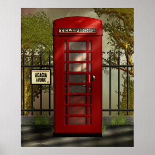 British Red Telefone Box Print Poster