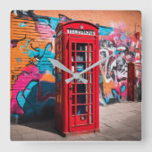 British Red Telefone Box Quadratische Wanduhr (Vorderseite)