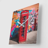British Red Telefone Box Quadratische Wanduhr (Winkel)