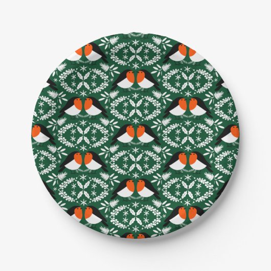 British Robin RedBrust Pappteller (Vorderseite)