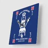 British Royal Coronation King Charles III Quadratische Wanduhr (Winkel)