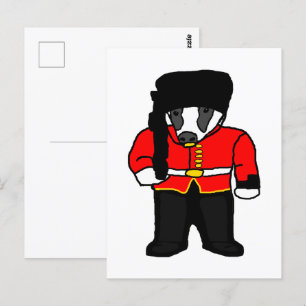 British Royal Guard UK Badger Beefeater Cartoon Postkarte