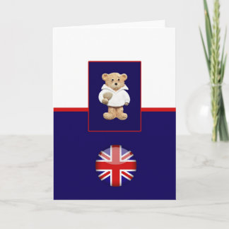 British Rugby Teddy Bear Greeting Card Karte