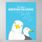British Seaside Resort Seagull Retro Travel Poster (Vorne)