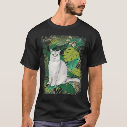 British Short Hair Shorthair Cat Tropical Hawaii V T-Shirt (Vorderseite)