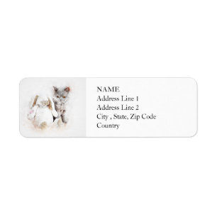 British Shorthair & Bunny ABSTRAKT Wasserfarbe