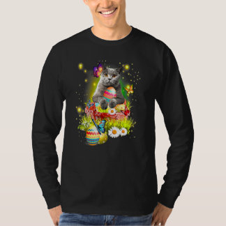 British Shorthair Bunny Oaster Day Egg Basket T-Shirt