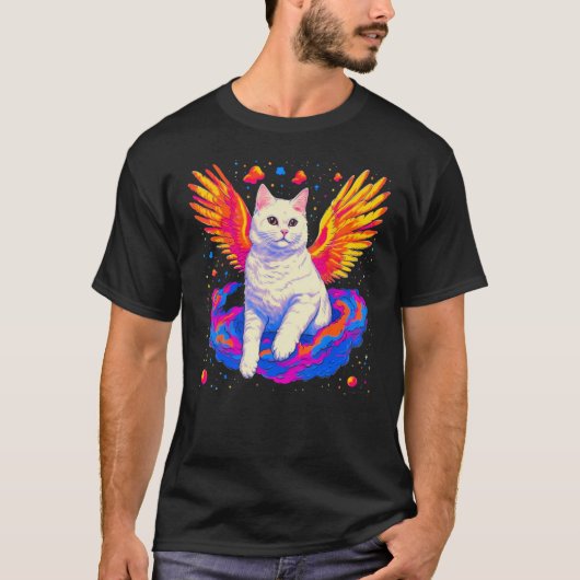 British Shorthair Cat Angel Wings T-Shirt (Vorderseite)
