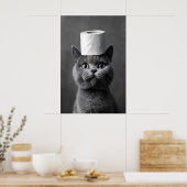 British Shorthair Cat Bathroom Art, Toilet Paper Poster (Küche)