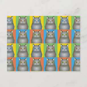 British Shorthair Cat Cartoon Pop-Art Postkarte