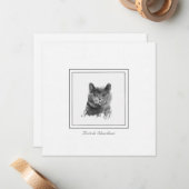 British Shorthair Cat Charcoal Zeichnend Mitteilungskarte (Vorderseite/Rückseite Beispiel)
