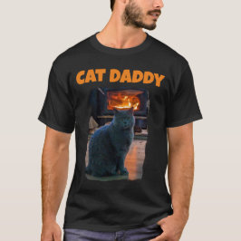 British Shorthair Cat Daddy Kitty Fireplace T-Shirt
