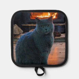 British Shorthair Cat Daddy Kitty Fireplace Topflappen