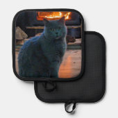 British Shorthair Cat Daddy Kitty Fireplace Topflappen (Vorderseite/Rückseite)