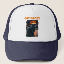 British Shorthair Cat Daddy Kitty Fireplace Truckerkappe