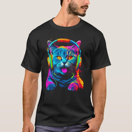 British Shorthair Cat DJ Festival T-Shirt (Vorderseite)