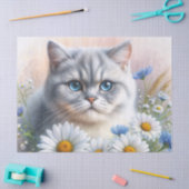 British Shorthair Cat Floral Art Seidenpapier (Basteln)
