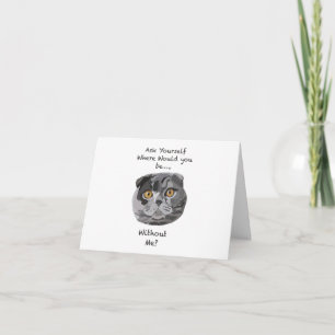 British Shorthair Cat Hand Drawn Digital Art Karte