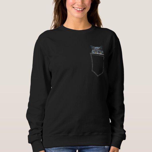 British Shorthair Cat In A Pocket Blue Cats Owner  Sweatshirt (Vorderseite)