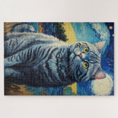 British Shorthair Cat in Starry Night Puzzle (Horizontal)