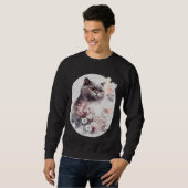 British Shorthair Cat Japanese Cherry Blossom Saku Sweatshirt (Vorne ganz)