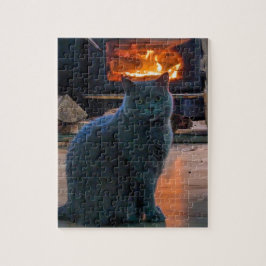 British Shorthair Cat Kitty Fireplace Puzzle