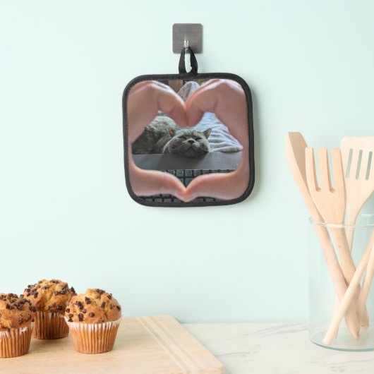 British Shorthair Cat Kitty im Herzen Topflappen (Insitu (Hängend))
