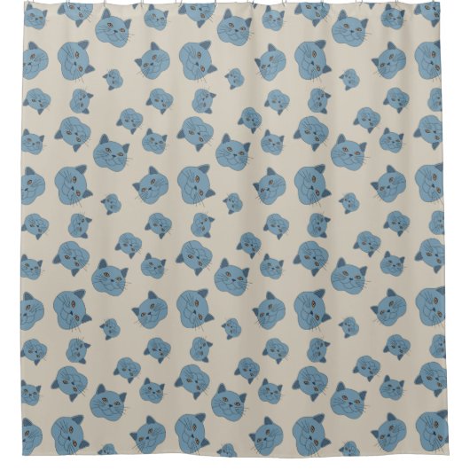 British Shorthair Cat Pattern Duschvorhang (Vorderseite)