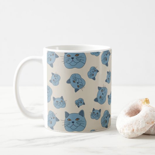 British Shorthair Cat Pattern Kaffeetasse (Mit Donut)