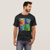 British Shorthair Cat Pop Illustration Colorful T-Shirt (Vorne ganz)