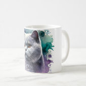British Shorthair Cat Portrait in Lilac Kaffeetasse (VorderseiteRechts)