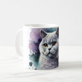 British Shorthair Cat Portrait in Lilac Kaffeetasse (Vorderseite Links)