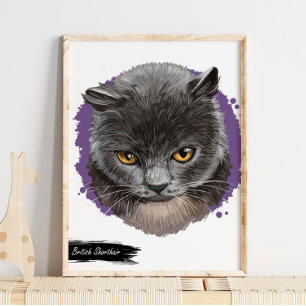 British Shorthair Cat Print Cat Wall Print Poster
