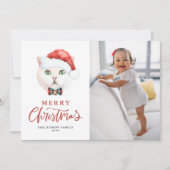 British Shorthair Cat Santa Red Foto Weihnachten (Vorderseite)