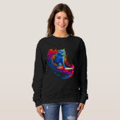 British Shorthair Cat Surfing Sweatshirt (Vorne ganz)